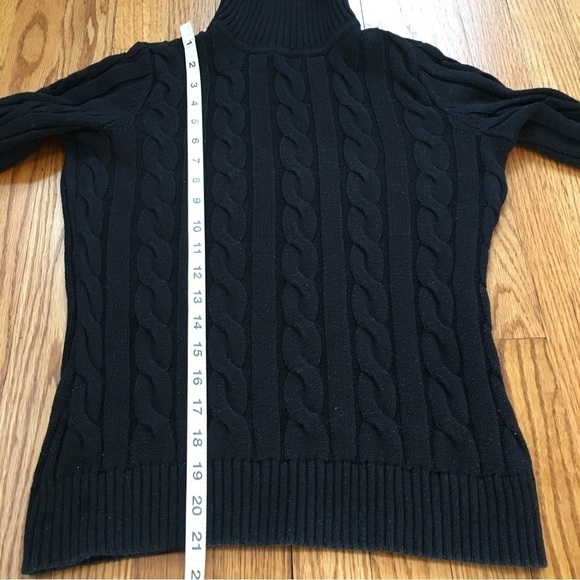 Studio Works Petite Black Turtle Neck Cable Knit Sweater - Picture 9 of 15